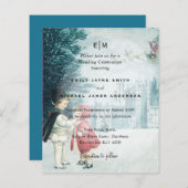 Budget Romantic Vintage kerstbruiloft Uitnodiging (Voorkant / Achterkant)