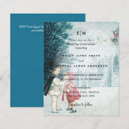 Budget Romantic Vintage kerstbruiloft Uitnodiging