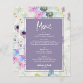 Budget Romantisch Mauve Paarse Bloemen Menu (Voorkant / Achterkant)