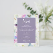 Budget Romantisch Mauve Paarse Bloemen Menu (Staand voorkant)