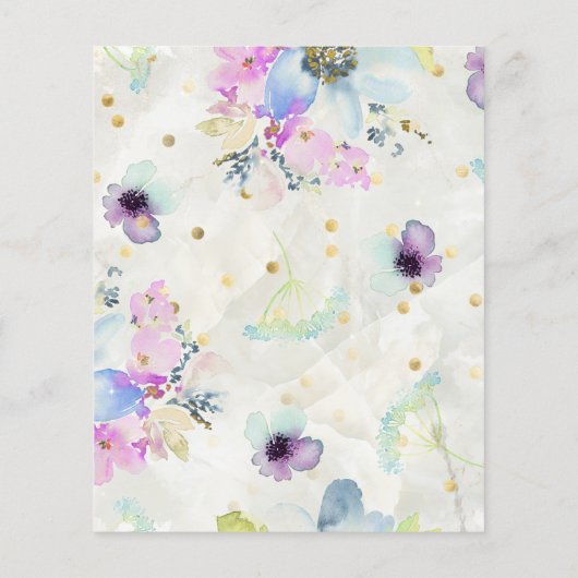 Budget Romantisch Mauve Paarse Bloemen Menu (Achterkant)