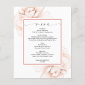 Budget Romantisch Roze Roze Bloemen Menu Kaart (Voorkant)