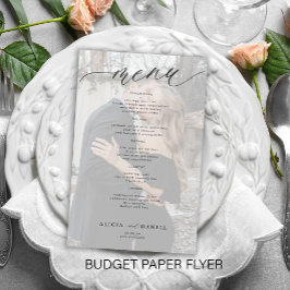 Budget romantisch script foto huwelijksmenu flyer