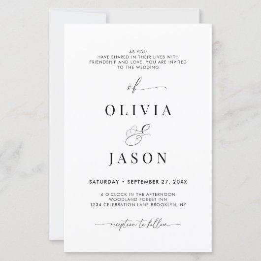 BUDGET Romantisch Script Zwart-wit bruiloft (Voorkant)