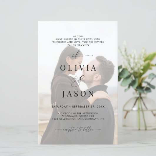 Budget Romantisch Script Zwart Wit Fotobruiloft (Staand voorkant)