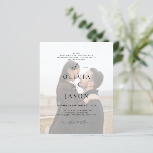 BUDGET Romantisch Script Zwart Wit Fotobruiloft (Staand voorkant)
