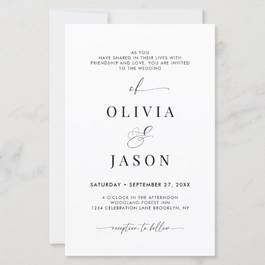 BUDGET Romantisch Script Zwart Wit Initiaal bruilo (Voorkant)