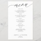 Budget romantisch wit zwart script trouwmenu flyer (Voorkant)