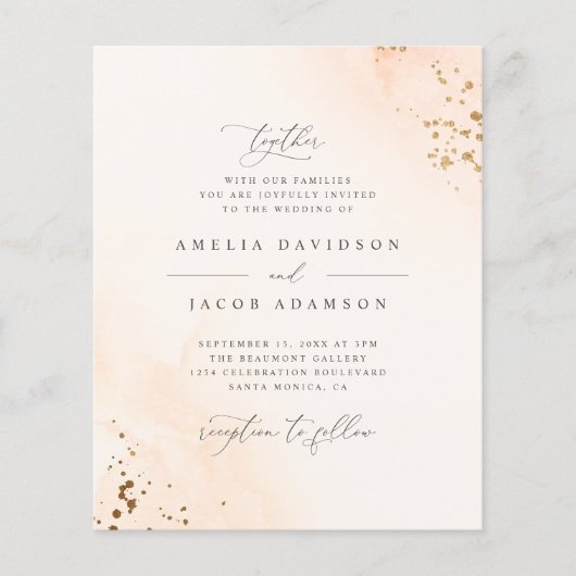 Budget Romantische Blush Roze Waterverf Bruiloft (Voorkant)