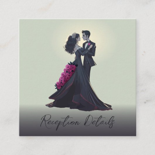Budget Romantische Gothic Lovers Receptie Details Informatiekaartje (Voorkant)
