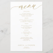 Budget romantische gouden typografie bruiloft menu (Voorkant)