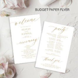 Budget romantische gouden typografie huwelijksprog flyer