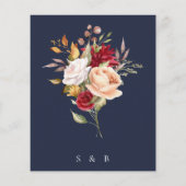 Budget Romantische Herfst Bloemige Navy Blauwe Bru (Achterkant)