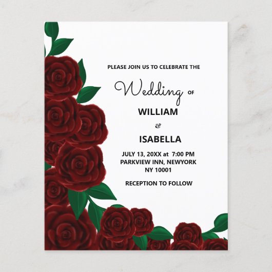 Budget Romantische Herfst buiten bruiloft Rode roz (Voorkant)