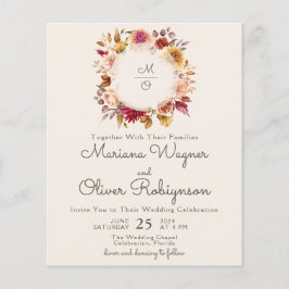 Budget Romantische Herfst Floral Ivoor Bruiloft