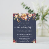 Budget Romantische Herfst Floral Navy Blue Bruilof (Staand voorkant)