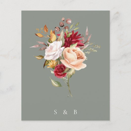 Budget Romantische Herfst Floral Sage Groene bruil (Achterkant)