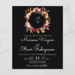 Budget Romantische Herfst Floral Zwart Bruiloft