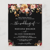 Budget Romantische Herfst Floral Zwart Bruiloft (Voorkant)