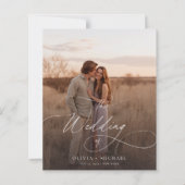 Budget Romantische Script Boho Trouwfoto Uitnodigi (Voorkant)