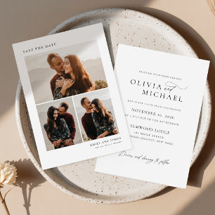 Budget Romantische Script Boho Trouwfoto Uitnodigi