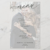 Budget romantische script foto bruiloft menu (Voorkant)
