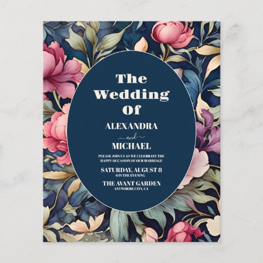 Budget Romantische Zachte Roze Bloemen Bruiloft (Voorkant)