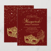 BUDGET Rood Goud Glitter Masquerade Sweet 16 (Voorkant / Achterkant)