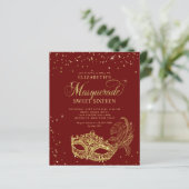 BUDGET Rood Goud Glitter Masquerade Sweet 16 (Staand voorkant)