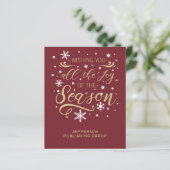 Budget Rood Goud Moderne Zakelijke Kerstkaart (Staand voorkant)