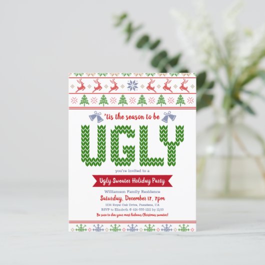 Budget Rood Groen Lelijk Sweater Vakantie Feest Ui (Staand voorkant)