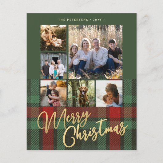 Budget rood groen plaid multiphoto Vrolijk kerstfe Flyer (Voorkant)