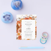 Budget Rood & Oranje Herfst Bloemen Bruiloft Flyer (Enkel)