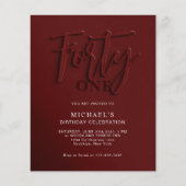 BUDGET Rood Script Veertig 40e Volwassene Verjaard (Voorkant)