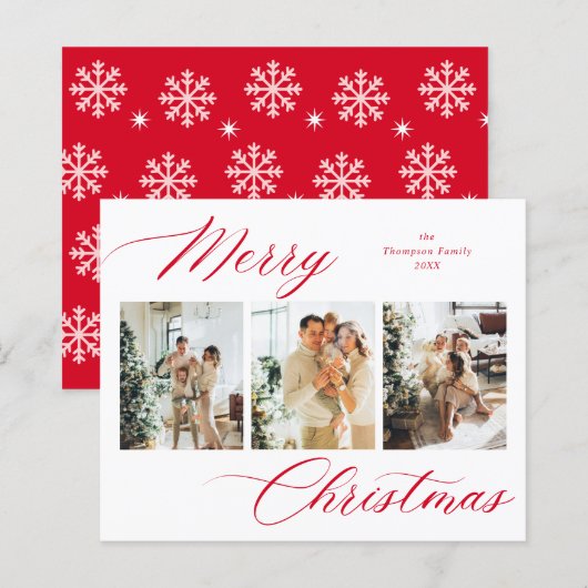 BUDGET Rood Script Vrolijk Kerstfeest Fotocollage (Voorkant / Achterkant)