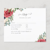 Budget Rood Wit Blauw Bloemen Bruiloft RSVP (Voorkant)
