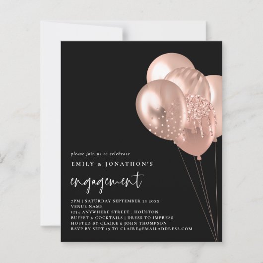 Budget Roos ballonnen QR Code Black Verloving (Voorkant)