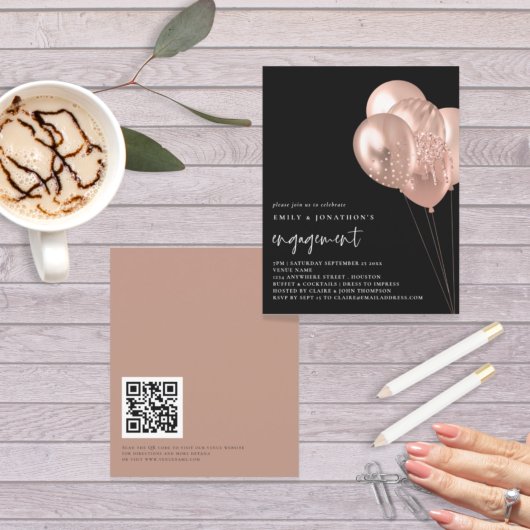 Budget Roos ballonnen QR Code Black Verloving