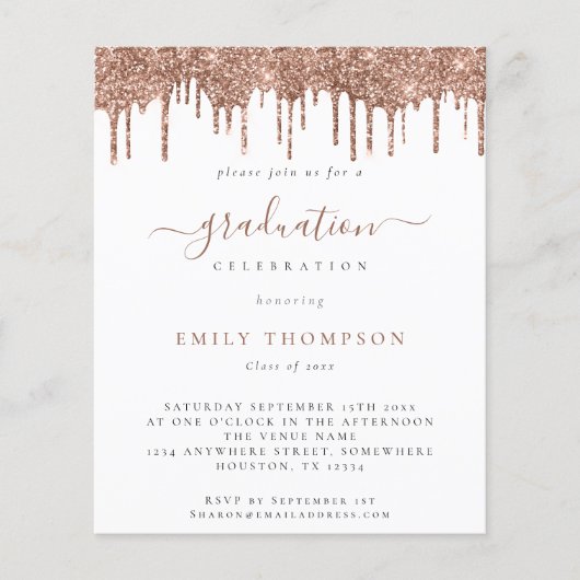 Budget Roos Glitter Drift Afstudeerder Partij Uitn (Voorkant)