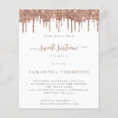 Budget Roos Glitter Drips Sweet 16 Uitnodiging (Voorkant)