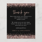 Budget Roos Glitter Foto Weddenschap Zwarte Bedank (Voorkant)