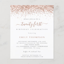 Budget Roos Glitter Girly 21e partijuitnodiging