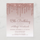 Budget Roos Gold 18e uitnodiging op verjaardag (Voorkant)