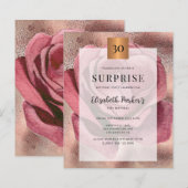 Budget roos Gold 30e verjaardagsfeestuitnodiging (Voorkant / Achterkant)