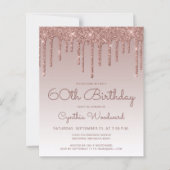 Budget Roos Gold 60th Birthday Party Invitation (Voorkant)