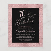 Budget Roos Gold 70th Birthday Party Invitation (Voorkant)