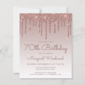 Budget Roos Gold 70th Birthday Party Invitation (Voorkant)