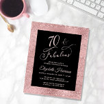Budget Roos Gold 70th Birthday Party Invitation<br><div class="desc">Budgetvriendelijk elegant zwart-wit roos gouden zeventigste verjaardagsfeestdag met "70 & Fabulous" in een stijlvol roos gouden script en eenvoudige roos gouden typografie.</div>