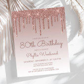 Budget Roos Gold 80th Birthday Party Invitation