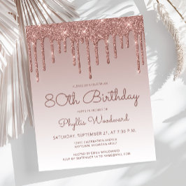 Budget Roos Gold 80th Birthday Party Invitation